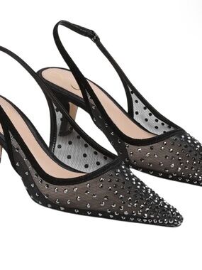 Sam Edelman - Bianka Black Slingback Heels with Crystals - Size 7.5 - WORN ONCE
